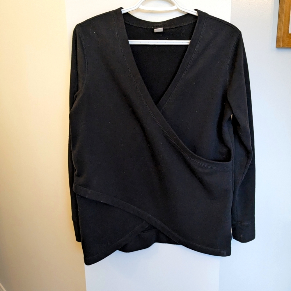 Old Navy Active Black Ballet Wrap Yoga Barre Sweater Sweatshirt size small